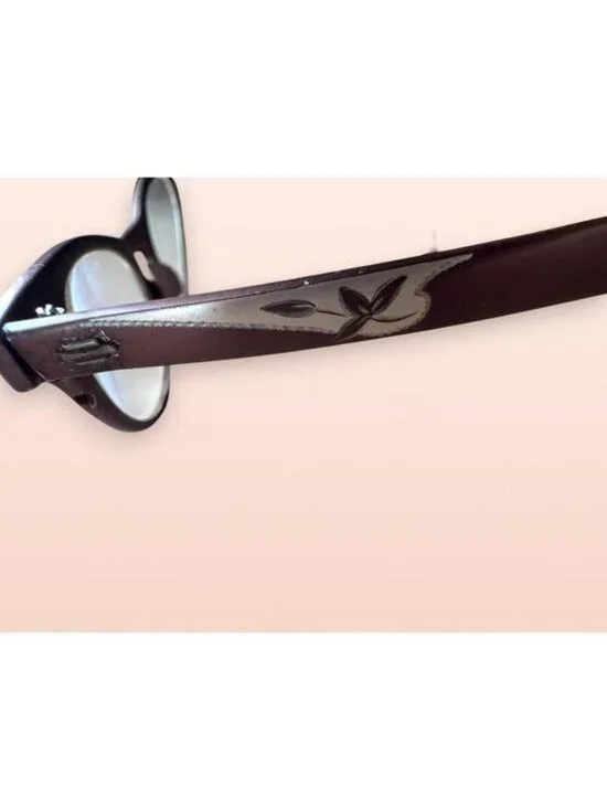 Vintage 1950s Art-Craft Aluminum Cat Eye Glasses – Frames with Floral Inlay - Picture 10 of 10